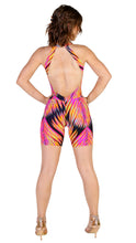 Load image into Gallery viewer, Pink patterned scrunch short Onesie
