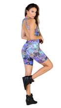 Load image into Gallery viewer, Purple Patterned Scrunch Short Onesie
