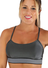 Load image into Gallery viewer, Crop Top Zen Dark Grey Stripes

