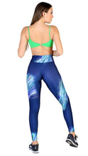 Load image into Gallery viewer, Trilobal blue with green details tights
