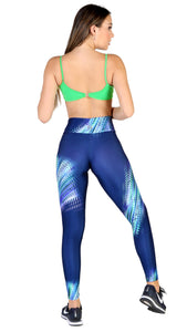Trilobal blue with green details tights