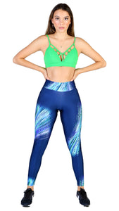 Trilobal blue with green details tights