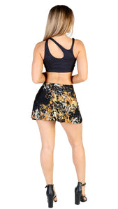 Black yellow marble Skort