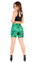 Load image into Gallery viewer, Green leaf mid thigh shorts
