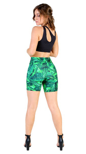 Green leaf mid thigh shorts